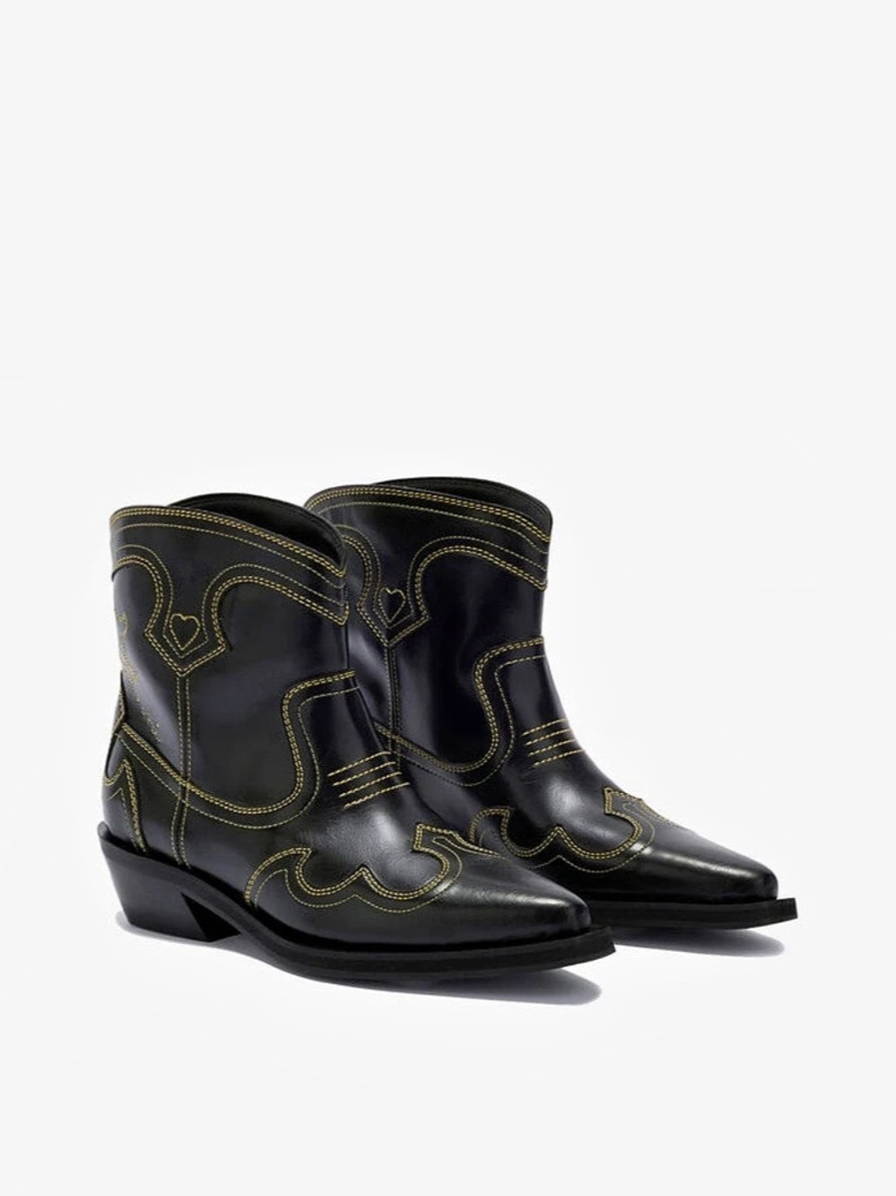 Ganni Low Shaft Embroidered Western Boots Size 36 (6)